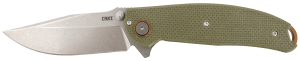 CRKT 2471 Butte 3.36" Folding Plain Stonewashed D2 Steel Blade/OD Green G10 Handle Includes Pocket Clip