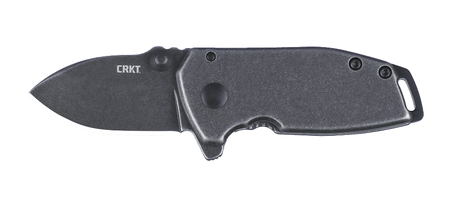 CRKT 2485K SQUID #405 Compact Folding Plain Stonewashed 8Cr13MoV SS Blade Stainless Steel Handle Includes Pocket Clip