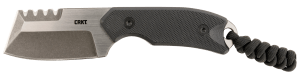 CRKT 4036 Razel Compact 2.32" Fixed Plain/Top Veff Serrations Brushed Stonewashed D2 Steel Blade Black G10 Handle Includes Cord Fob/Sheath