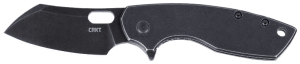 CRKT 5315KS Pilar  Large 2.67" Folding Plain Black Stonewashed 8Cr13MoV SS Blade/Black Stainless Steel Handle Includes Pocket Clip