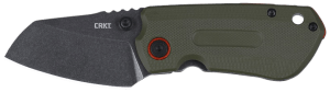 CRKT 6277 Overland  Compact 2.24" Folding Plain Stonewashed D2 Steel Blade  Green w/Orange Accents G10/SS Handle  Includes Pocket Clip