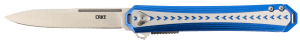 CRKT 6710 Stickler  3.38" Folding Plain Satin 12C27 Sandvik Blade/ Blue & Silver Aluminum Handle Includes Pocket Clip