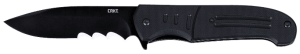 CRKT 6885 Ignitor  3.48" Folding Drop Point Part Serrated Black Oxide 8Cr13MoV SS Blade/Black G10 Handle Includes Pocket Clip