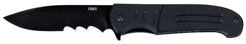 CRKT 6885 Ignitor 3.48" Folding Drop Point Part Serrated Black Oxide 8Cr13MoV SS Blade/Black G10 Handle Includes Pocket Clip