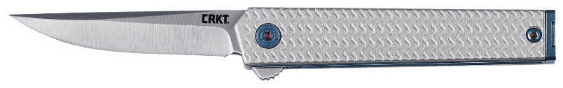 CRKT 7081 CEO Microflipper Micro 2.36" Flipper Drop Point Plain Satin 12C27 Sandvik Blade Silver Textured w/Blue Liner & Accents Aluminum Handle Includes Pocket Clip