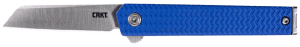 CRKT 7083 CEO Microflipper Micro 2.21" Flipper Sheepsfoot Plain Satin 12C27 Sandvik Blade  Blue Textured w/Silver Liner & Accents Aluminum Handle  Includes Pocket Clip