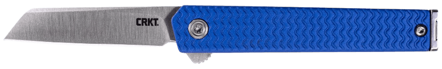 CRKT 7083 CEO Microflipper Micro 2.21" Flipper Sheepsfoot Plain Satin 12C27 Sandvik Blade Blue Textured w/Silver Liner & Accents Aluminum Handle Includes Pocket Clip