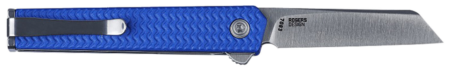 CRKT 7083 CEO Microflipper Micro 2.21" Flipper Sheepsfoot Plain Satin 12C27 Sandvik Blade Blue Textured w/Silver Liner & Accents Aluminum Handle Includes Pocket Clip - Image 2
