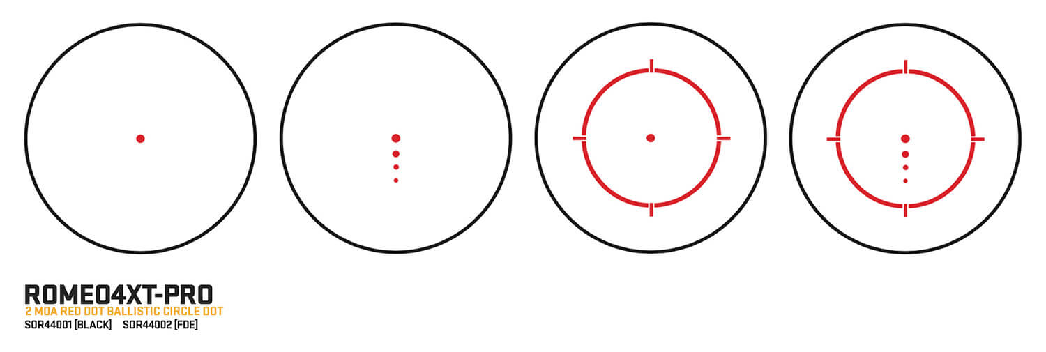 Sig Sauer Electro-Optics SOR44002 Romeo4XT-Pro Flat Dark Earth 1 x 20 mm 2 MOA Red Ballistic Circle Dot Multi Reticle - Image 3