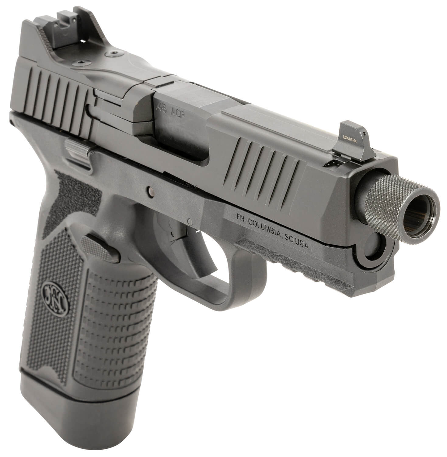 FN 66101383 545 Tactical 45 ACP 15+1/18+1 4.71" Black Target Crown/Threaded Steel Barrel Black PVD Optic Cut/Serrated Steel Slide & Polymer Frame w/Picatinny Rail Ambidextrous - Image 3