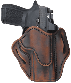 1791 Gunleather ORBH24VTGR BH2.4 Optic Ready OWB Size 2.4 Vintage Leather Belt Slide Fits Walther PPQ/Sig P320/Springfield XD-M Right Hand