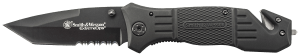 Smith & Wesson Knives SWFR2SCP Extreme Ops 3.30" Folding Tanto Part Serrated Stainless Steel Blade 4.70" Black Includes Pocket Clip