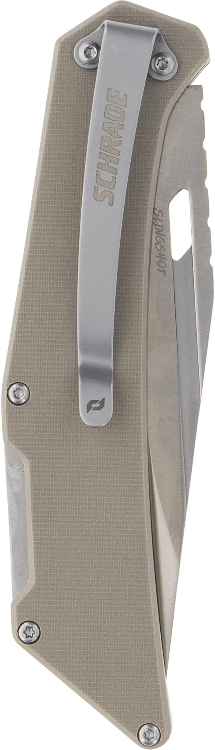 Schrade 1159301 Slingshot Lockback Folder 4" Recurve Clip Point/Satin AUS-10 Blade 5" G10 Handle - Image 3