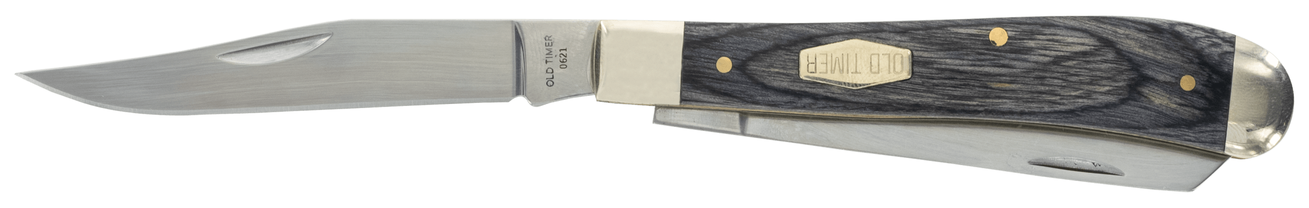 Old Timer 1135990 Heritage Series Trapper 940T 3" Folding Clip Point/Spey Plain D2 Steel Blade 3.70" Gray Wood Laminate Handle
