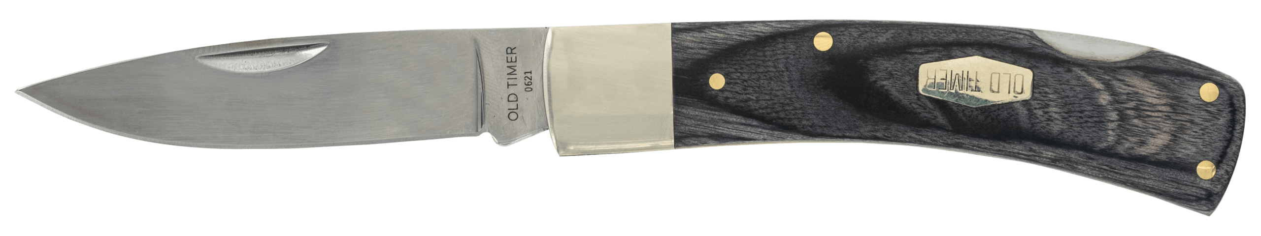 Old Timer 1135989 Heritage Series Bruin 50th Anniversary 2.80" Drop Point Plain D2 Steel Blade 3.70" Black Wood Laminate Handle