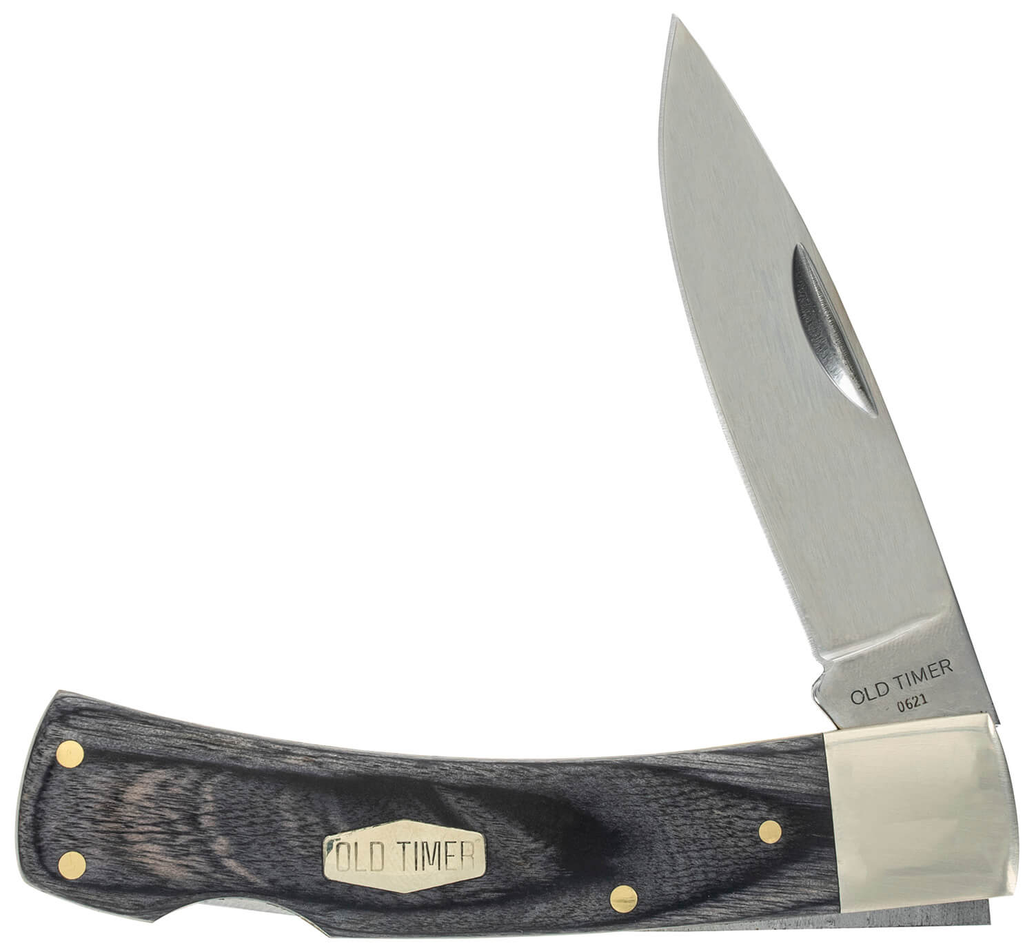 Old Timer 1135989 Heritage Series Bruin 50th Anniversary 2.80" Drop Point Plain D2 Steel Blade 3.70" Black Wood Laminate Handle - Image 2