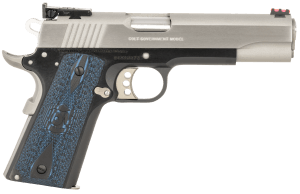 Colt Mfg O5970GCLTT Gold Cup Lite 45 ACP 8+1 5" Stainless National Match Barrel Brushed Stainless Serrated Slide Black/Stainless Stainless Steel Frame w/Beavertail Blue Scalloped Checkered G10 Grip