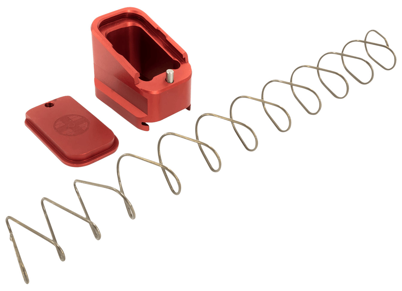 Shield Arms G17ME5RED Magazine Extension +5 Extended 40 S&W/9mm Luger Compatible w/Glock 17/19X/22/34/35/45 Red Anodized Aluminum