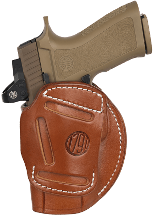 1791 Gunleather 4WH6CBRR 4-Way IWB/OWB Size 06 Classic Brown Leather Belt Clip Compatible w/ Glock 17/Ruger American Pistol Ambidextrous