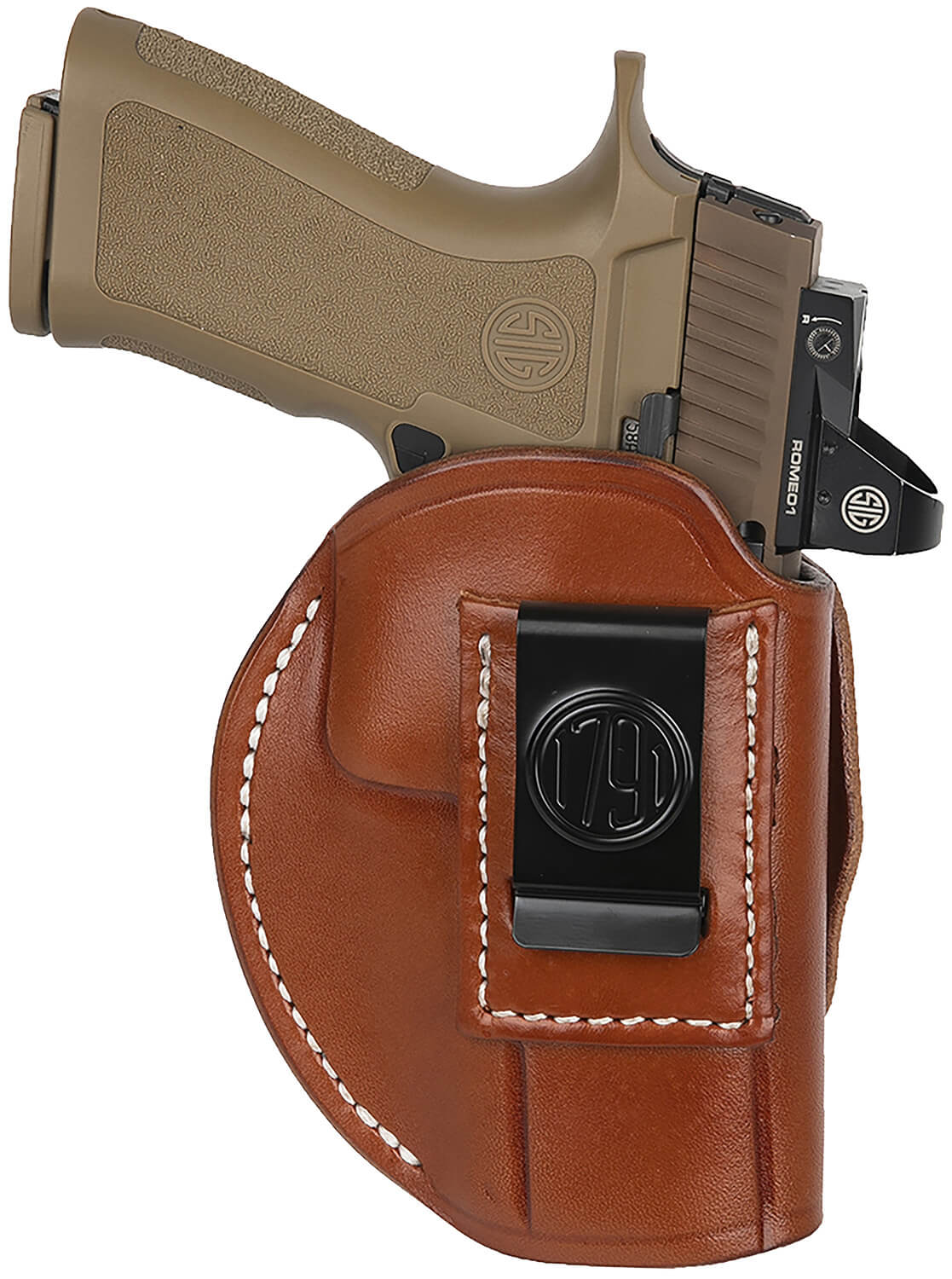 1791 Gunleather 4WH6CBRR 4-Way IWB/OWB Size 06 Classic Brown Leather Belt Clip Compatible w/ Glock 17/Ruger American Pistol Ambidextrous - Image 2