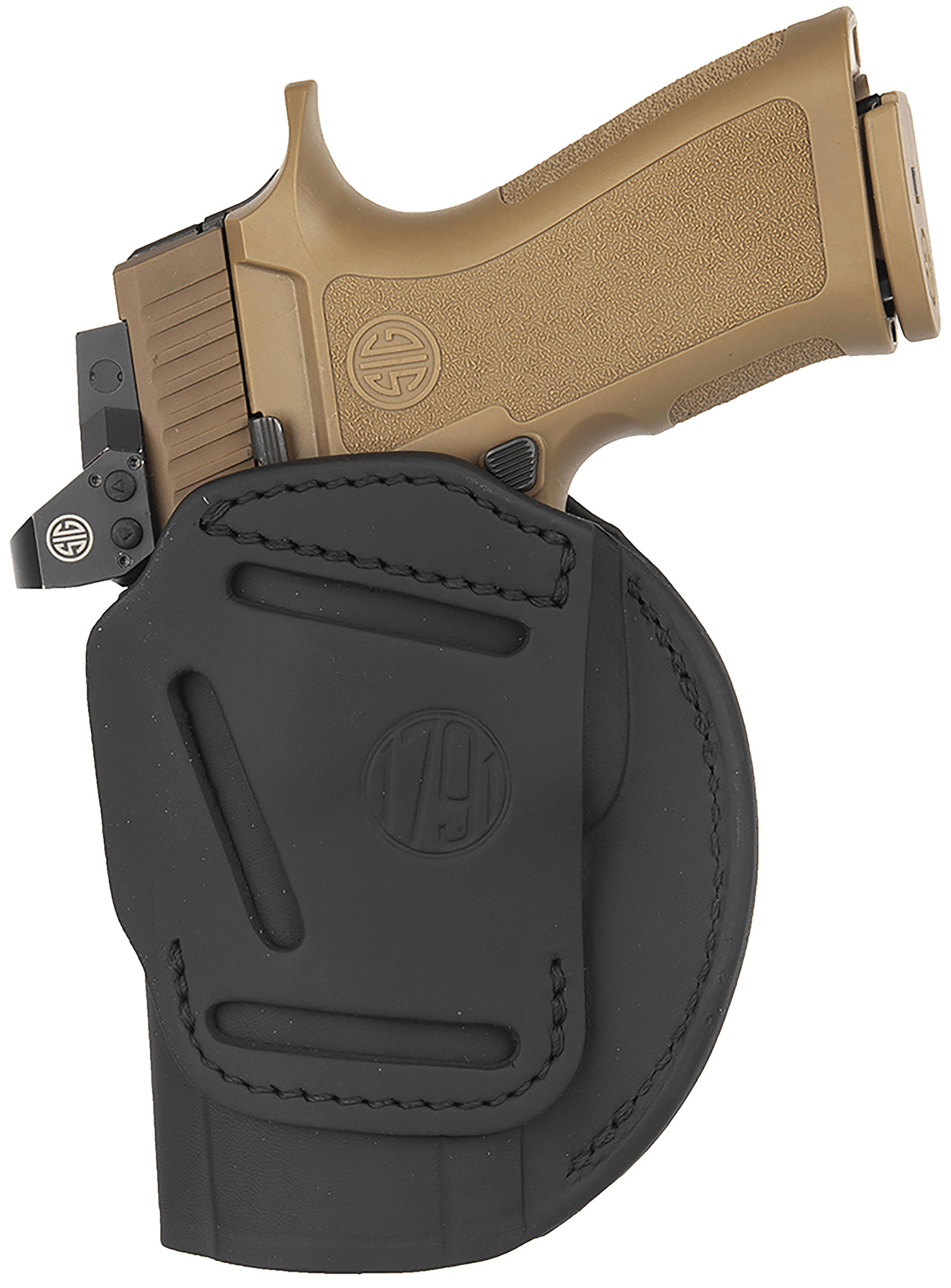 1791 Gunleather 4WH6SBLR 4-Way IWB/OWB Size 06 Black Leather Belt Clip Compatible w/ Springfield XDM/Glock 20 Ambidextrous