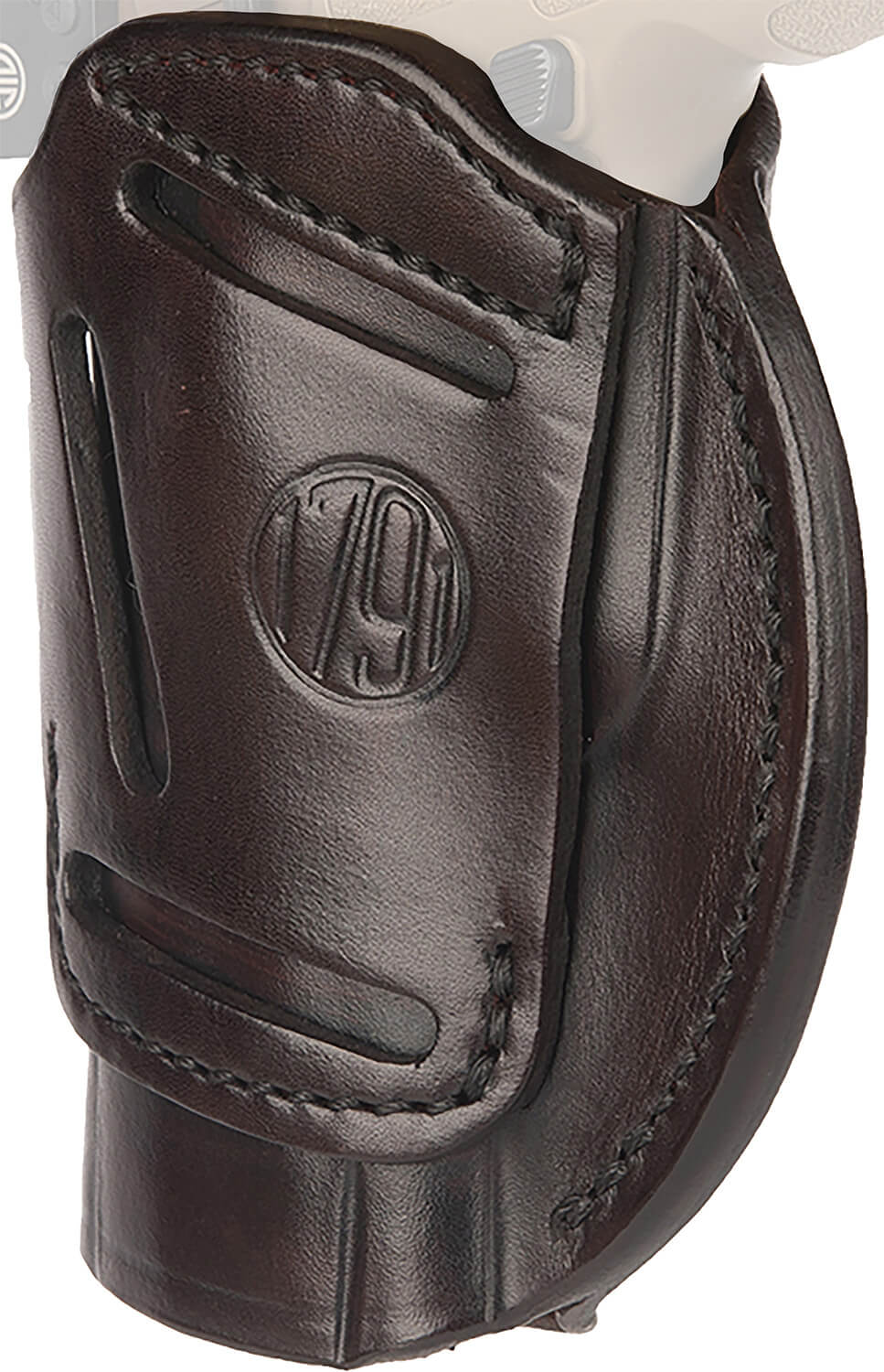 1791 Gunleather 4WH6SBRR 4-Way IWB/OWB Size 06 Signature Brown Leather Belt Clip Compatible w/ Glock 21/Sig P225 Ambidextrous - Image 3