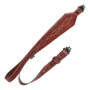 Heritage Cases 8508 Western Scallop Rifle Sling w/Swivels Brown Leather Adjustable Length 28" to 35" 3" Wide