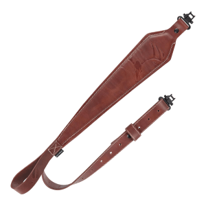 Heritage Cases 8510 Deer Deboss Rifle Sling w/One-Piece Swivel Brown Leather Adjustable Length 28" to 35" 3" Wide