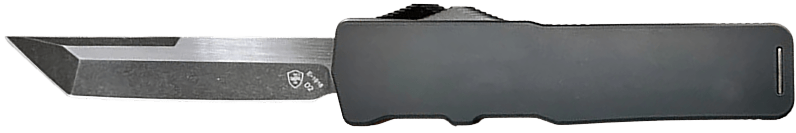 Templar Knife XLBR221 Excalibur Large 3.55" OTF Tanto Plain Black Oxide Stonewashed Powder Coated D2 Steel Blade/5.25" Black Aluminum/Rubber Handle Includes Pocket Clip