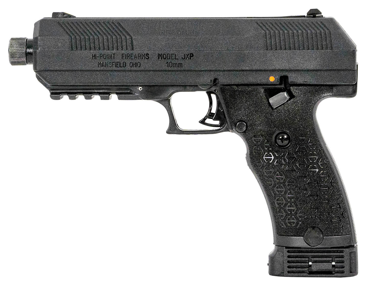 Hi-Point JXP10 JXP 10mm Auto 10+1 5.20" Black Steel Threaded Barrel Black Powder Coated YC9 Styled/Serrated Steel Slide Black Polymer Frame w/Picatinny Rail Black Textured Polymer Grip - Image 2