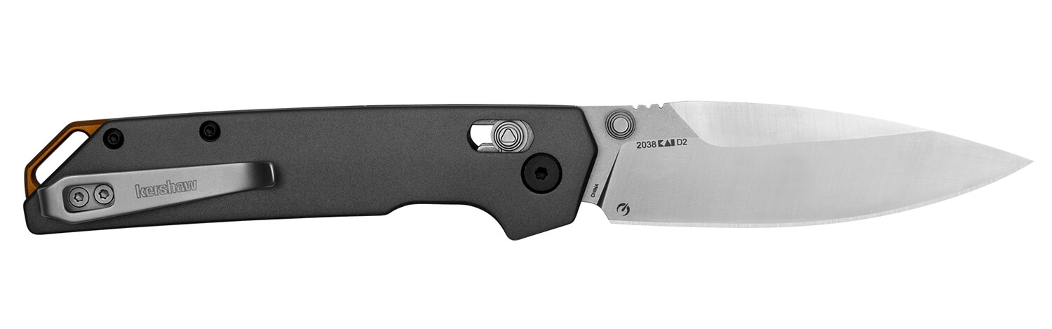 Kershaw 2038 Iridium Full Size 3.40" Folding Spear Point Plain Satin/Stonewashed D2 Steel Blade Gray Anodized Aluminum Handle Includes Pocket Clip - Image 2