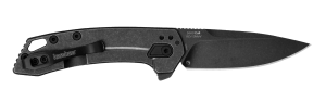Kershaw Radar 2.90" Folding Drop Point Plain Black Oxide Blackwash 8Cr13MoV SS Blade & Stainless Steel Handle Includes Pocket Clip
