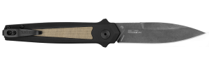 Kershaw Launch 15 Full Size 3.50" Folding Spear Point Plain Black Oxide Blackwash CPM MagnaCut Steel Blade/Black Anodized w/Tan Canvas Aluminum w/Micarta Inserts Handle Includes Pocket Clip