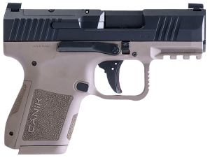 Canik HG7620BDN MC9  9mm Luger 12+1/15+1 3.18" Black Steel Barrel  Tennifer w/Black Cerakote Optic Ready/Serrated Slide  Flat Dark Earth Polymer Frame w/Picatinny Rail  Textured Flat Dark Earth Polymer Grips