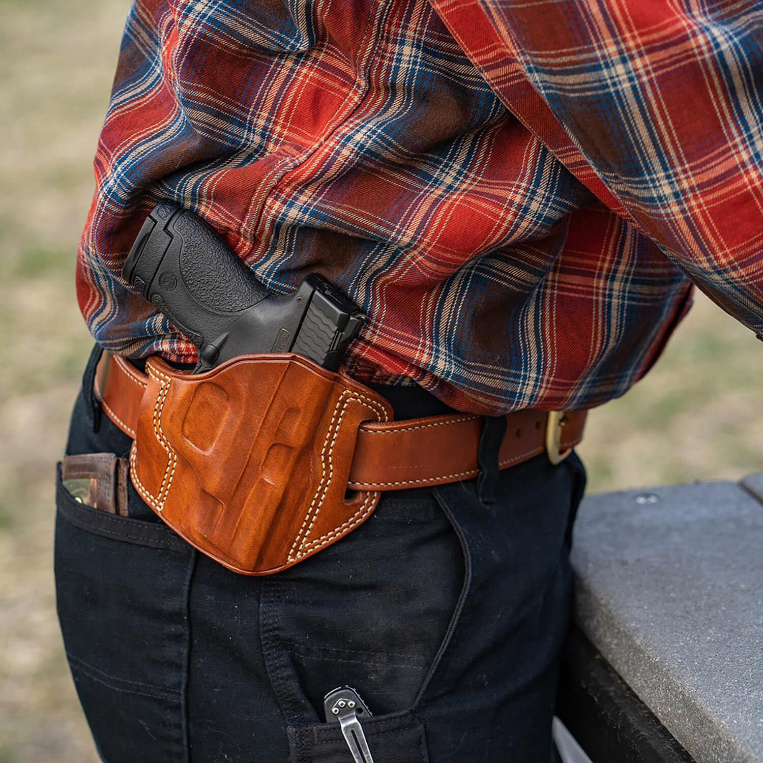 Galco CM270 Combat Master OWB Tan Leather Belt Slide Fits Browning Hi-Power/Springfield SA-35/Girsan MC P35/Match Right Hand - Image 2