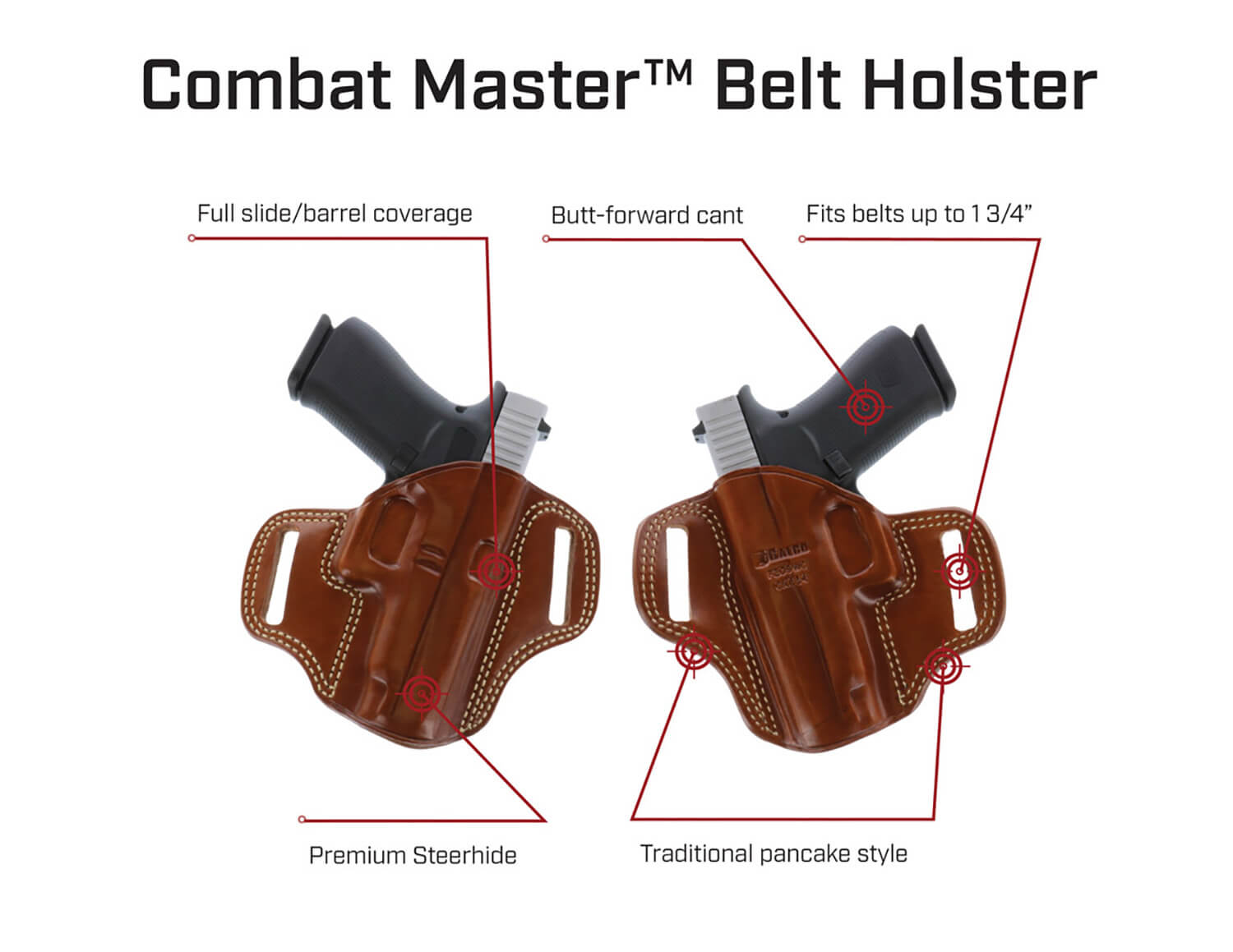 Galco CM270 Combat Master OWB Tan Leather Belt Slide Fits Browning Hi-Power/Springfield SA-35/Girsan MC P35/Match Right Hand - Image 3