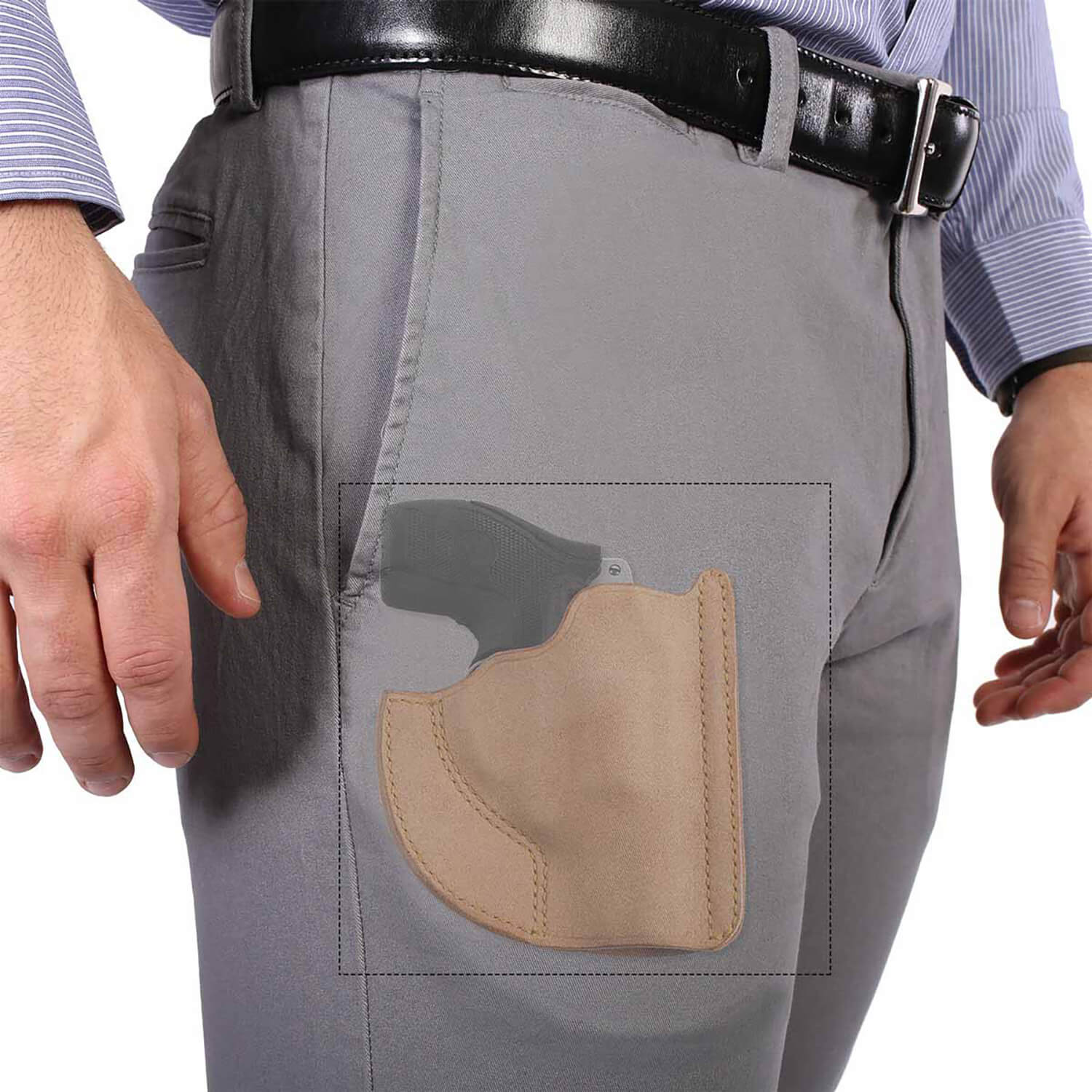 Galco PH652 Front Pocket Natural Horsehide Fits Springfield XD-S/Taurus 709 Slim/Ruger Max-9/FN 503 Ambidextrous - Image 2