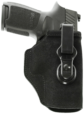 Galco TUC854B Tuck-N-Go 2.0 IWB Black Leather UniClip/Stealth Clip Fits HK VP9 Ambidextrous