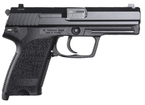 HK 81000322 USP V1 SA/DA 45 ACP Caliber with 4.41" Barrel 12+1 Capacity Overall Black Finish Serrated Trigger Guard Frame Serrated Steel Slide & Polymer Grip Includes 2 Mags