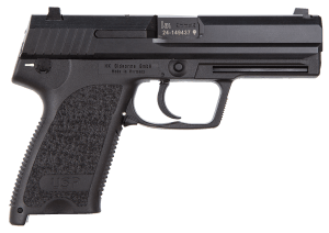 HK 81000307 USP V1 SA/DA 9mm Luger Caliber with 4.25" Barrel 15+1 Capacity Overall Black Finish Serrated Trigger Guard Frame Serrated Steel Slide & Polymer Grip Includes 2 Mags