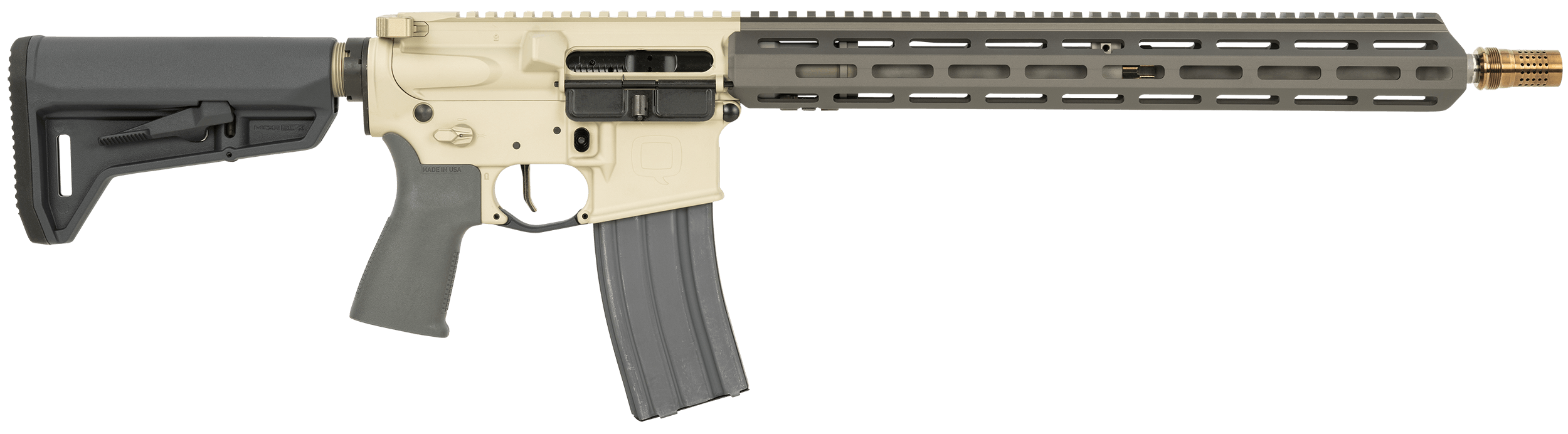 Q LLC SW55616INRIFLE Sugar Weasel 5.56x45mm NATO 30+1 16" FDE Rec Gray Furniture Magpul SL-K Stock Cherry Bomb Muzzle Brake Ambi Safety & Charging Handle