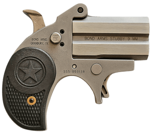 Bond Arms BASTB Stubby 9mm 2rd Shot 2.20" Matte Stainless Steel Frame Black Textured Polymer Grips