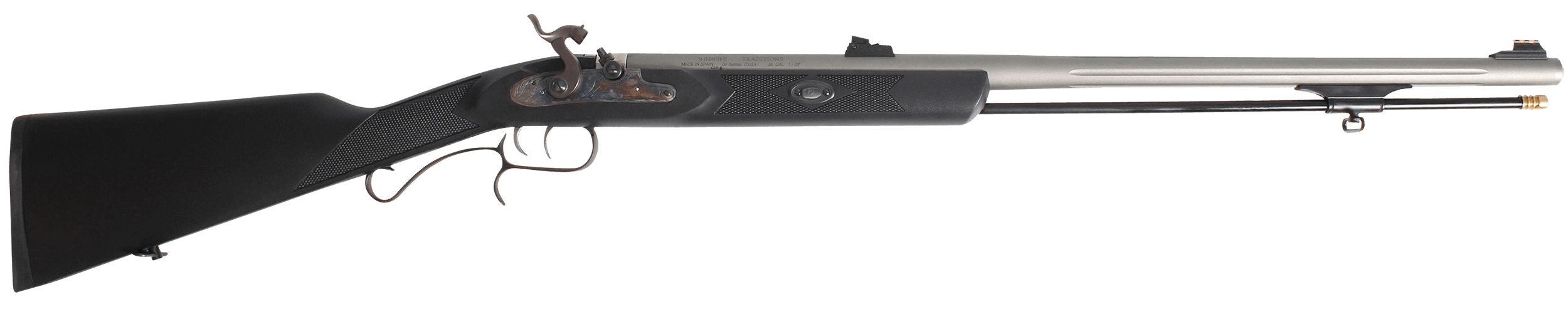 Traditions R391050 ShedHorn 50 Cal Musket 26" Fluted Stainless Barrel/Rec Black Synthetic Stock Williams Fiber Optic Sights Accelerator Breech Plug