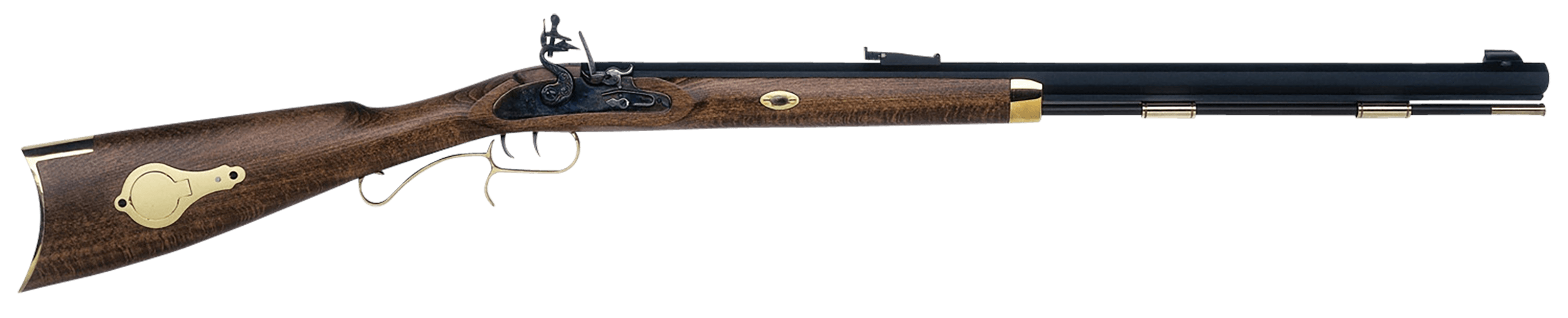 Traditions R2390801 Hawken Woodsman 50 Cal Flintlock 28" Octagonal Blued Barrel/Rec Hardwood Stock Double Set Triggers Brass Accents Adjustable Sight