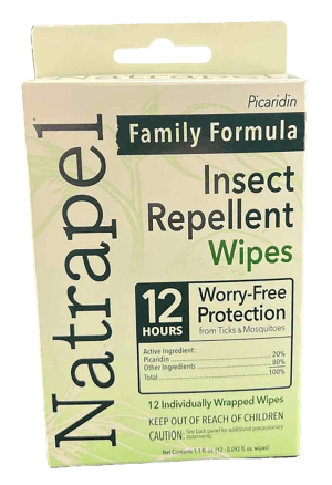 Natrapel 00066095 Repellent Wipes  Repels Ticks & Biting Insects Effective Up to 12 hrs 12 Per Box