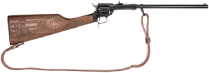 Heritage Mfg BR226B16HSWB15 Rough Rider Rancher 22 LR 6rd 16"  Blued Barrel/Rec  Independence Day Engraved Walnut Stock  Leather Sling Included