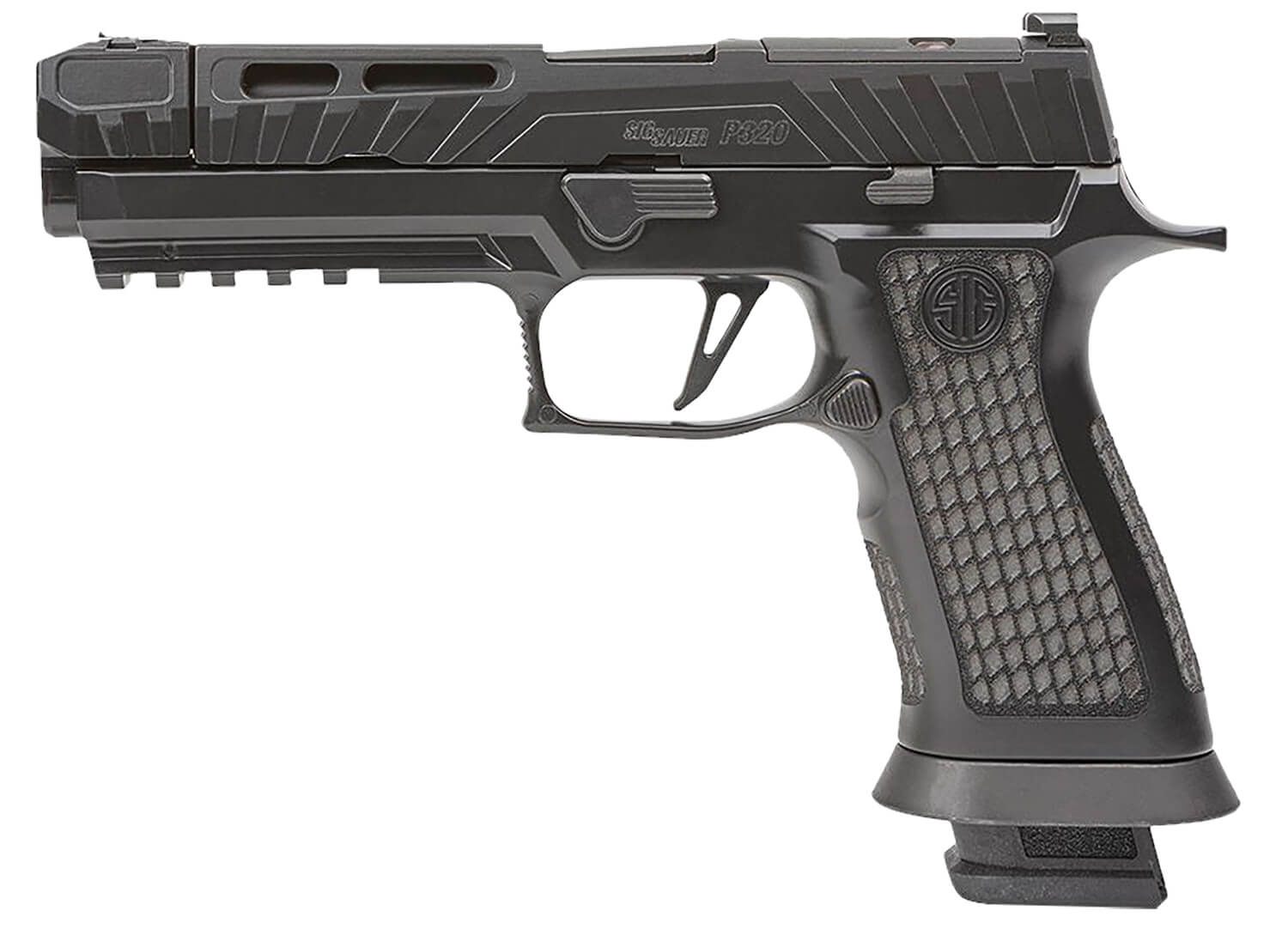 Sig Sauer P320V00410 P320 Spectre Comp Blackout Full Size Frame 9mm Luger 10+1 4.60" Black Nitride Steel Threaded w/Compensator Barrel Blackout Cerakote Optic Ready/Serrated Stainless Steel Slide Black Steel Frame w/Beavertail & Picatinny Rail Blackou - Image 2