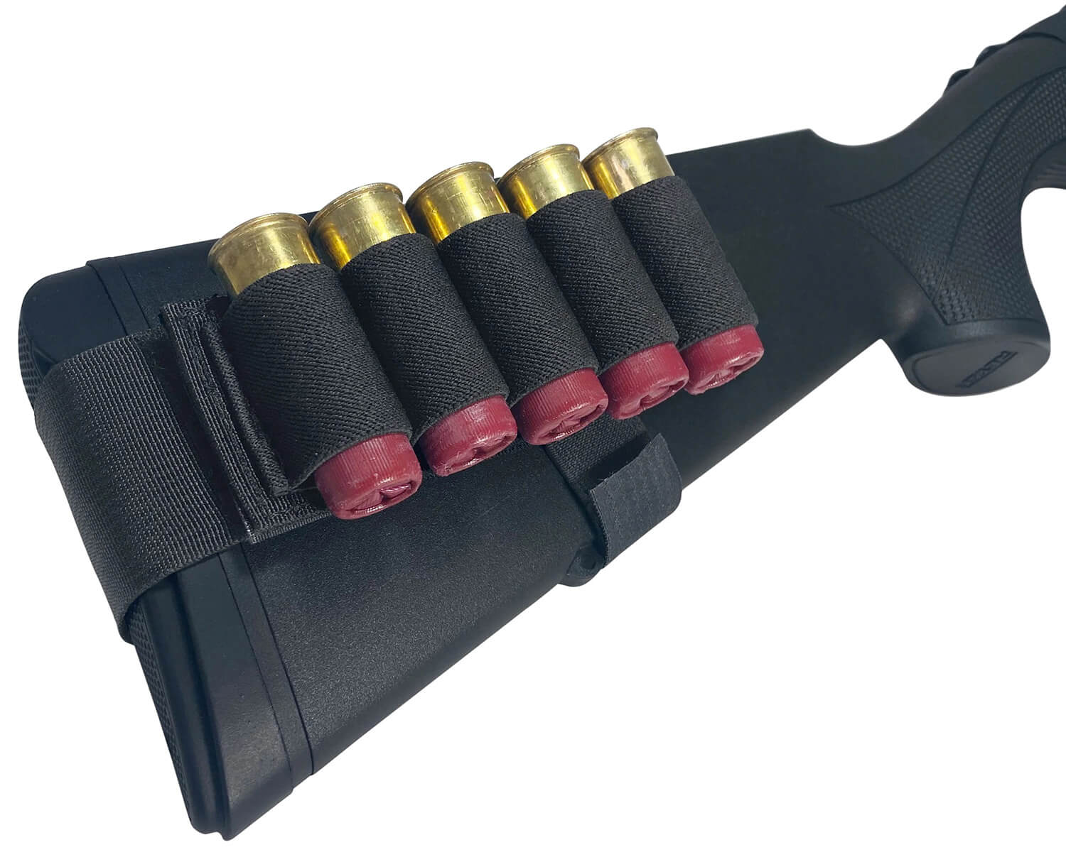 ADAPTIVE TACTICAL AT06400 Stock Mounted Shell Carrier 5rd Shotshells Removable Black Nylon Non Slip Loops Adj. Stock Fit - Image 3