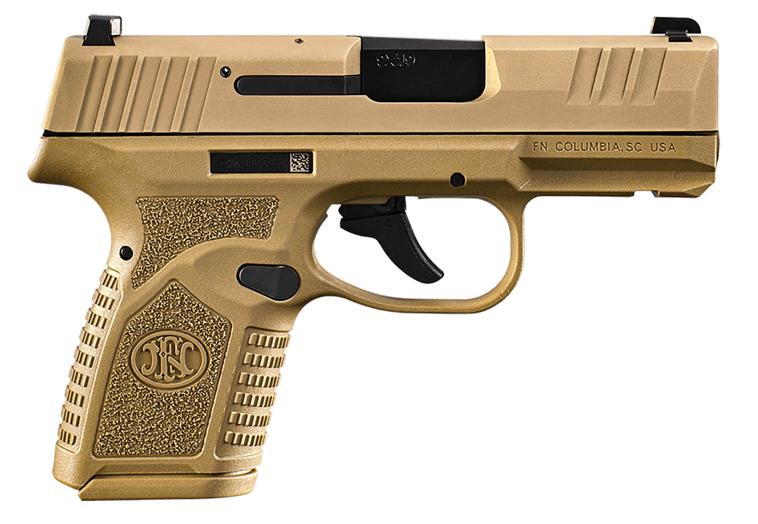 FN 66101413 Reflex Micro-Compact Frame 9mm Luger 10+1 3.30" Black Target Crown Steel Barrel Flat Dark Earth PVD Serrated Steel Slide Flat Dark Earth Polymer Frame w/Picatinny Rail Ambidextrous