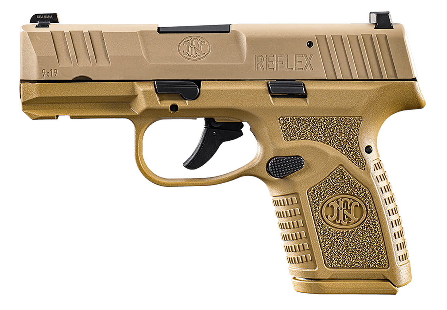 FN 66101413 Reflex Micro-Compact Frame 9mm Luger 10+1 3.30" Black Target Crown Steel Barrel Flat Dark Earth PVD Serrated Steel Slide Flat Dark Earth Polymer Frame w/Picatinny Rail Ambidextrous - Image 2